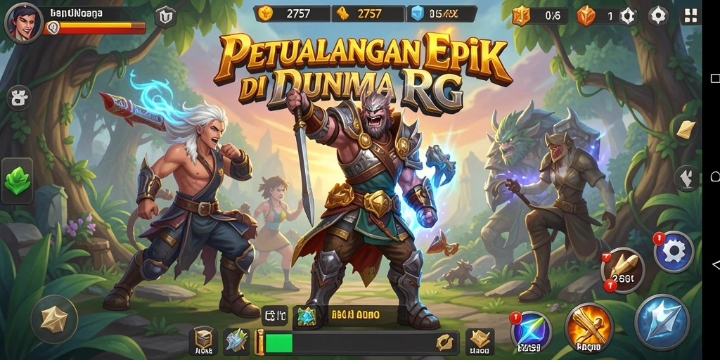 Screenshot gameplay epik 2757 menampilkan karakter dan pertempuran menarik.