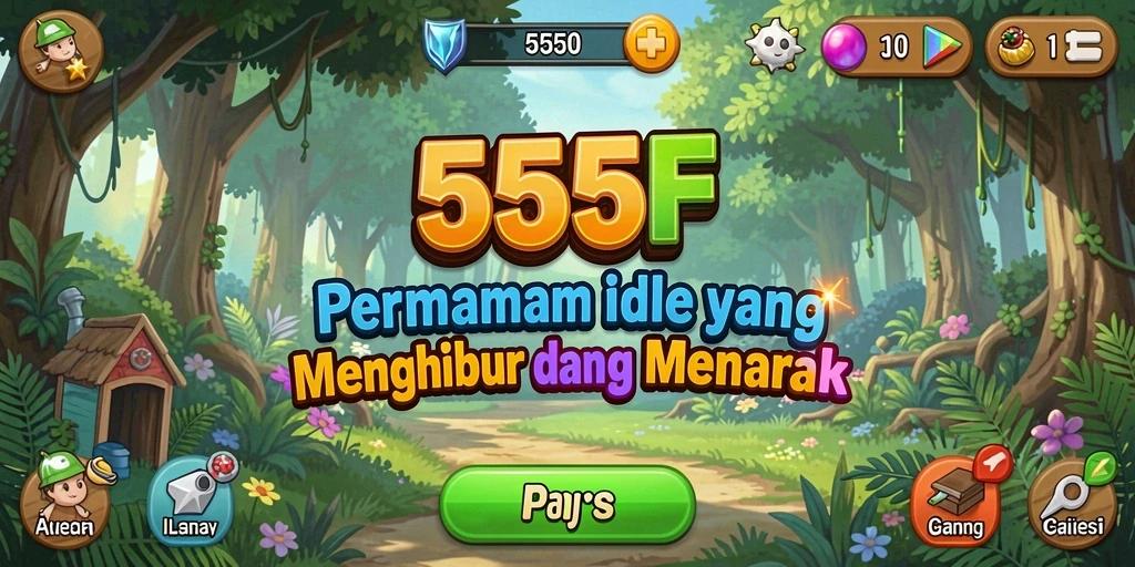 Tampilan gameplay <strong>555F</strong> yang menarik dengan karakter dan efek yang cerah.
