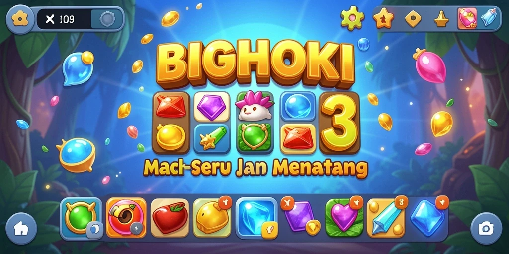 Tampilan gameplay BIGHOKI yang penuh warna dan menarik.