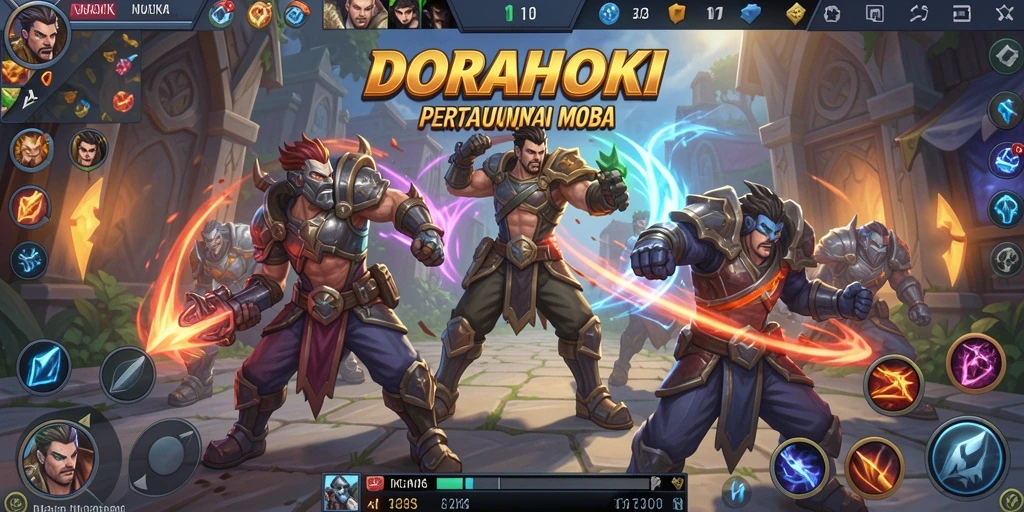 Tangkapan layar DORAHOKI menampilkan karakter dalam pertempuran strategis.