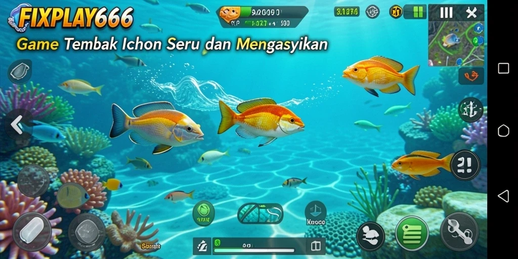 Screenshot gameplay FIXPLAY666 yang menampilkan momen menangkap ikan.