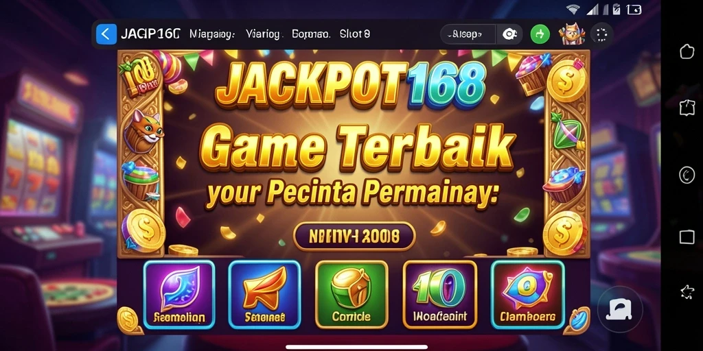 Screenshot gameplay JACKPOT168 menampilkan mesin Slot yang menarik dan efek visual yang memukau.