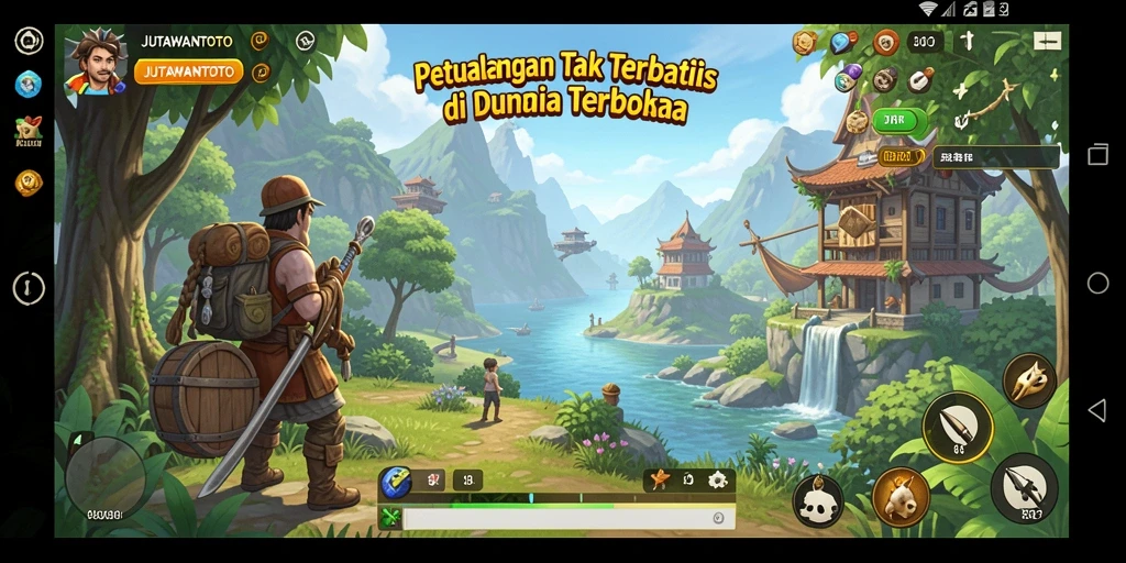 Gameplay JUTAWANTOTO yang menampilkan kebebasan eksplorasi di dunia terbuka.