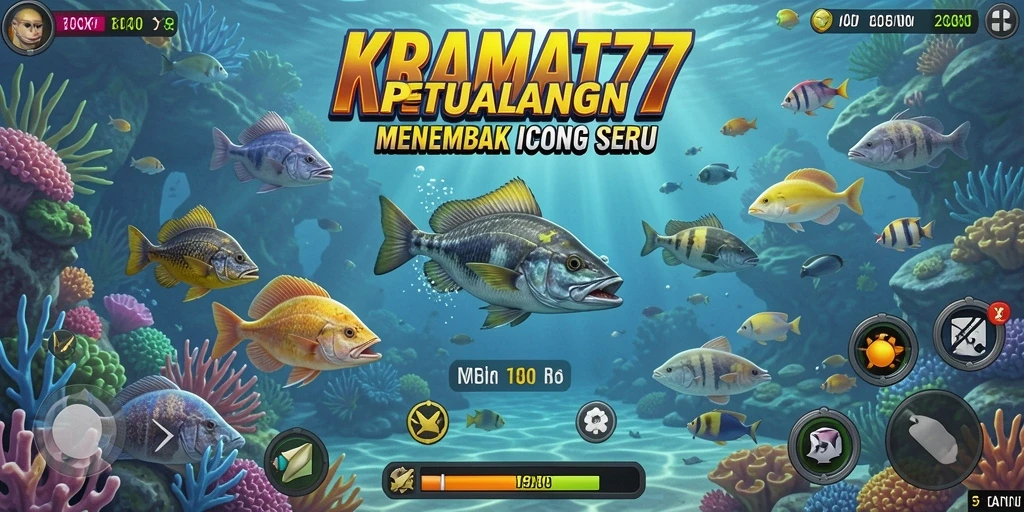 Screenshot menunjukkan gameplay menembak ikan yang seru di KRAMAT77.