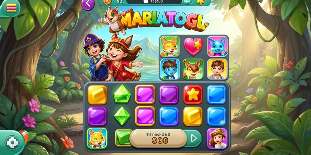 Tampilan gameplay menakjubkan di MARIATOGL yang penuh warna.